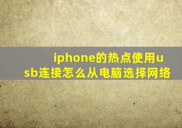 iphone的热点使用usb连接怎么从电脑选择网络