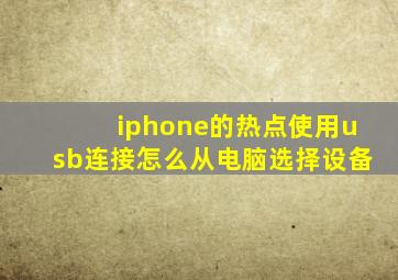 iphone的热点使用usb连接怎么从电脑选择设备