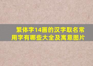 繁体字14画的汉字取名常用字有哪些大全及寓意图片