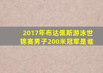 2017年布达佩斯游泳世锦赛男子200米冠军是谁