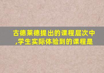 古德莱德提出的课程层次中,学生实际体验到的课程是