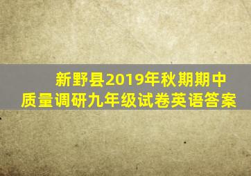新野县2019年秋期期中质量调研九年级试卷英语答案