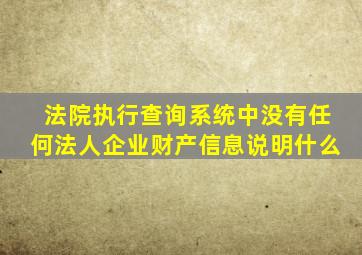 法院执行查询系统中没有任何法人企业财产信息说明什么