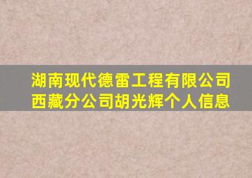 湖南现代德雷工程有限公司西藏分公司胡光辉个人信息