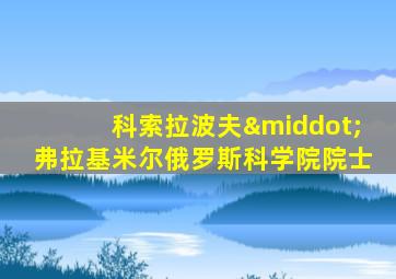 科索拉波夫·弗拉基米尔俄罗斯科学院院士