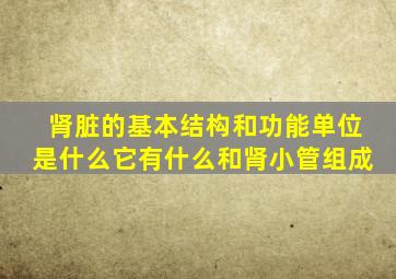 肾脏的基本结构和功能单位是什么它有什么和肾小管组成