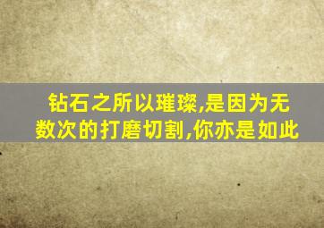 钻石之所以璀璨,是因为无数次的打磨切割,你亦是如此